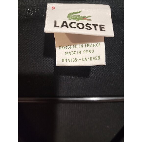 LACOSTE size 9 mens black cotton V neck pullover sweater 2xl 3xl 4xl - Picture 2 of 5